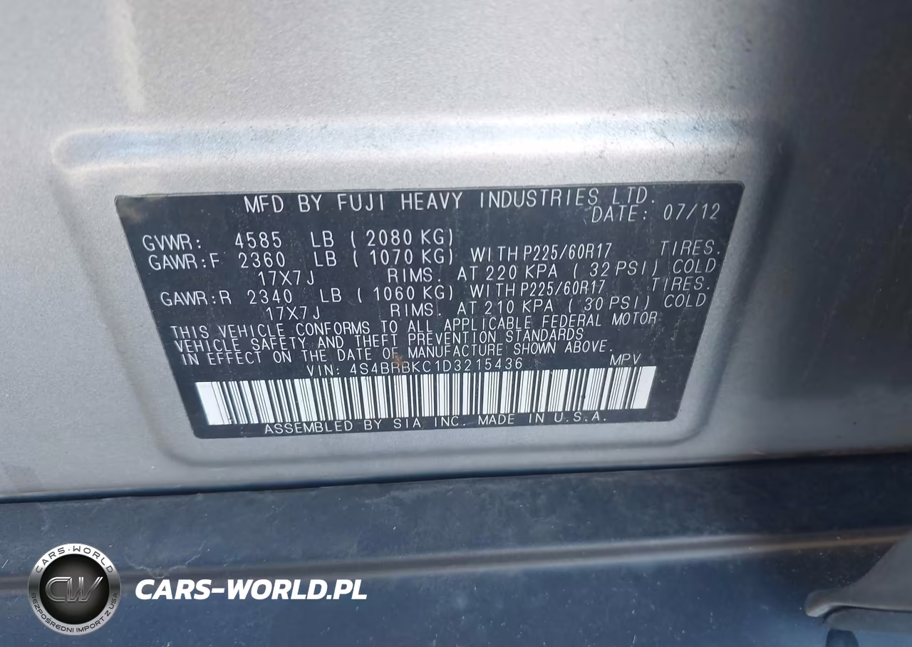 2013 Subaru Outback 2.5I Limited VIN:4S4BRBKC1D3215436 - 9