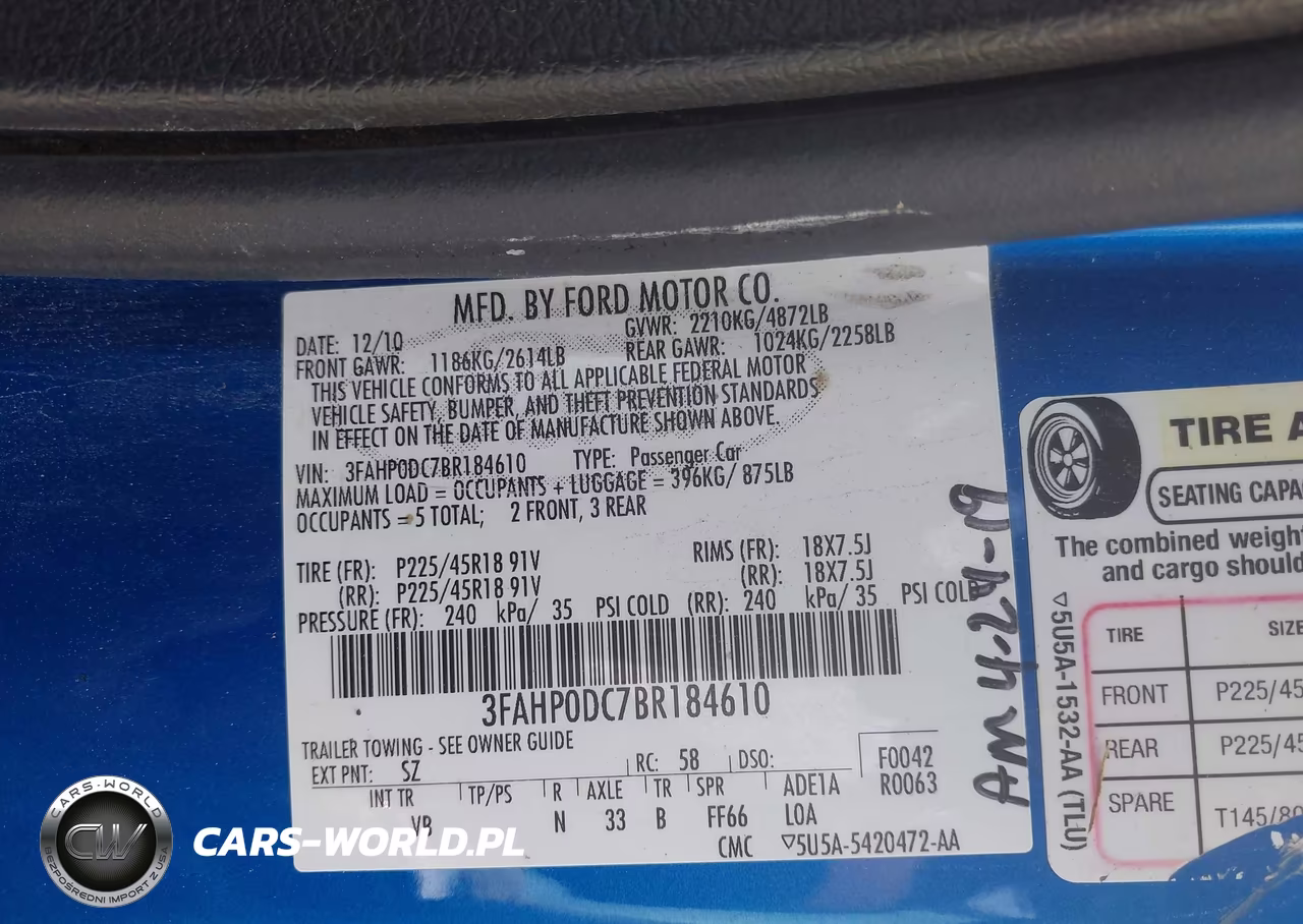 2011 Ford Fusion Sport VIN:3FAHP0DC7BR184610 - 9