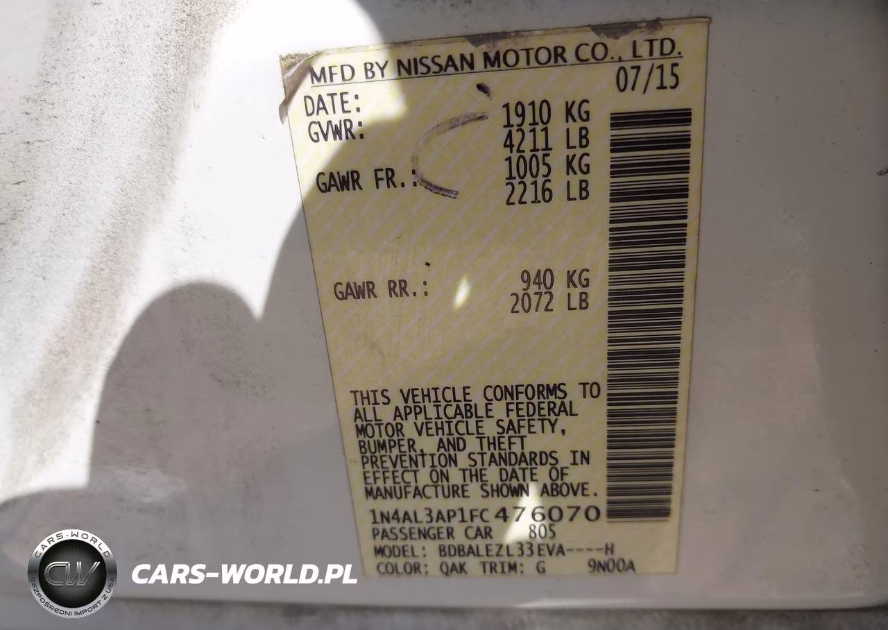 2015 Nissan Altima 2.5 S VIN:1N4AL3AP1FC476070 - 9