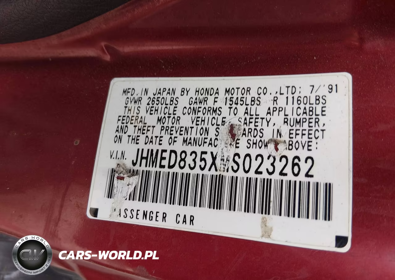 1991 Honda Civic Crx VIN:JHMED835XMS023262 - 9