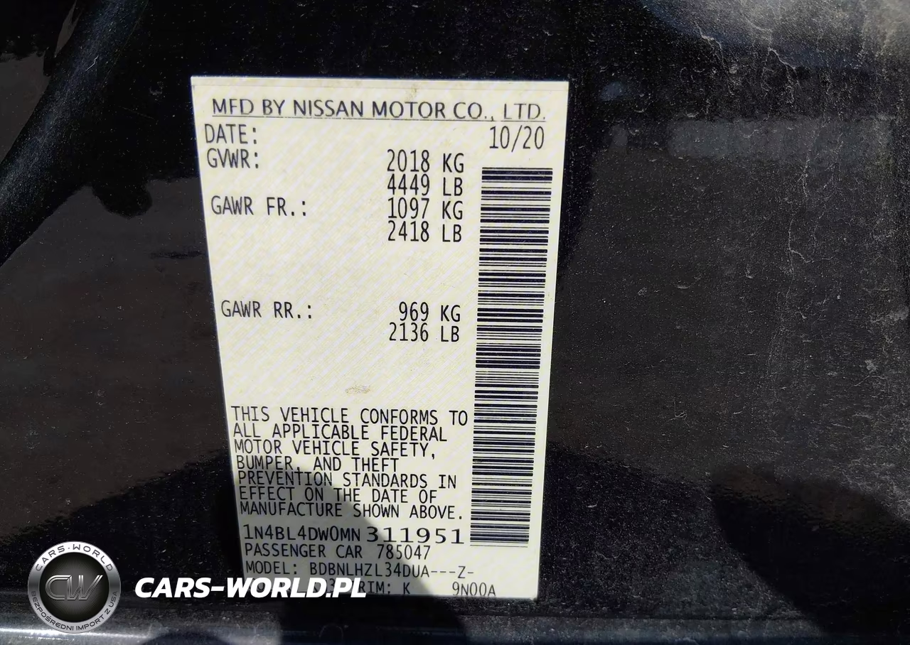 2021 Nissan Altima Sv Intelligent Awd VIN:1N4BL4DW0MN311951 - 7