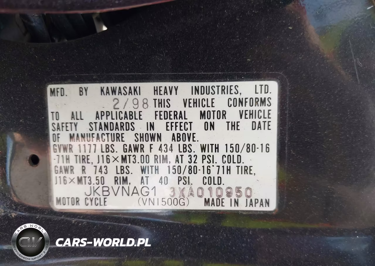 1999 Kawasaki Vn1500 G VIN:JKBVNAG13XA010950 - 10