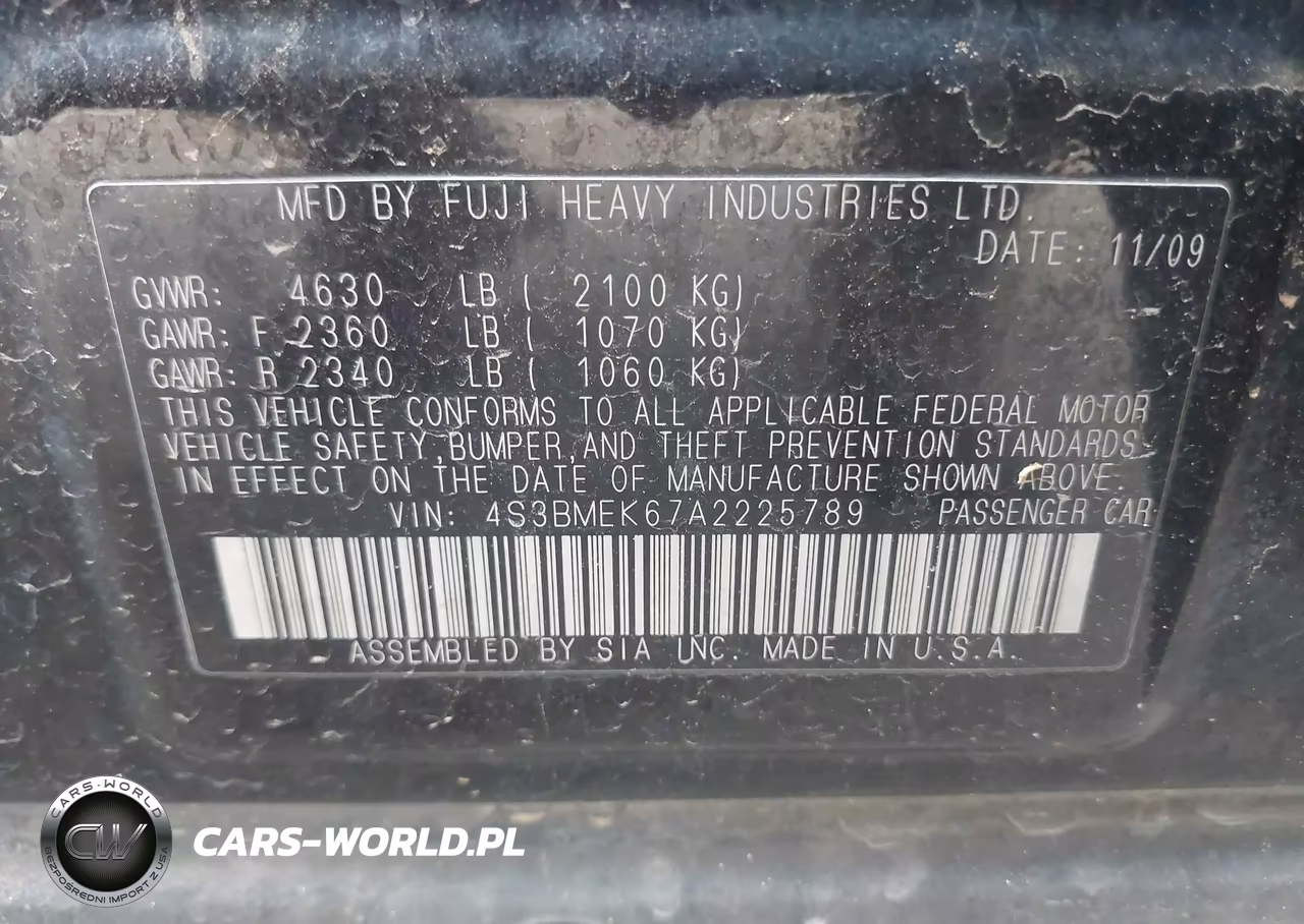 2010 Subaru Legacy 3.6R Limited VIN:4S3BMEK67A2225789 - 9