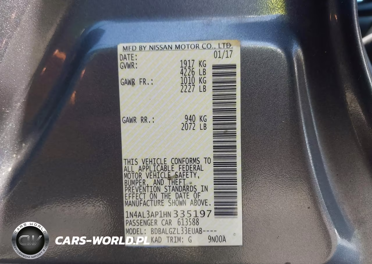2017 Nissan Altima 2.5 S VIN:1N4AL3AP1HN335197 - 9