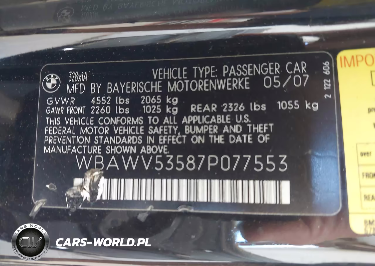 2007 BMW 328Xi VIN:WBAWV53587P077553 - 9