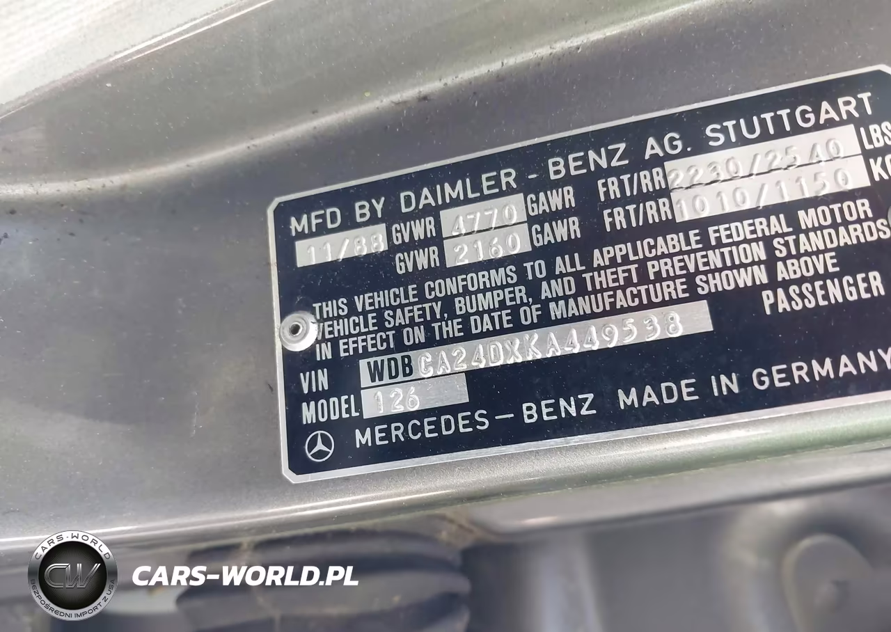 1989 Mercedes-Benz 300 Se VIN:WDBCA24DXKA449538 - 9