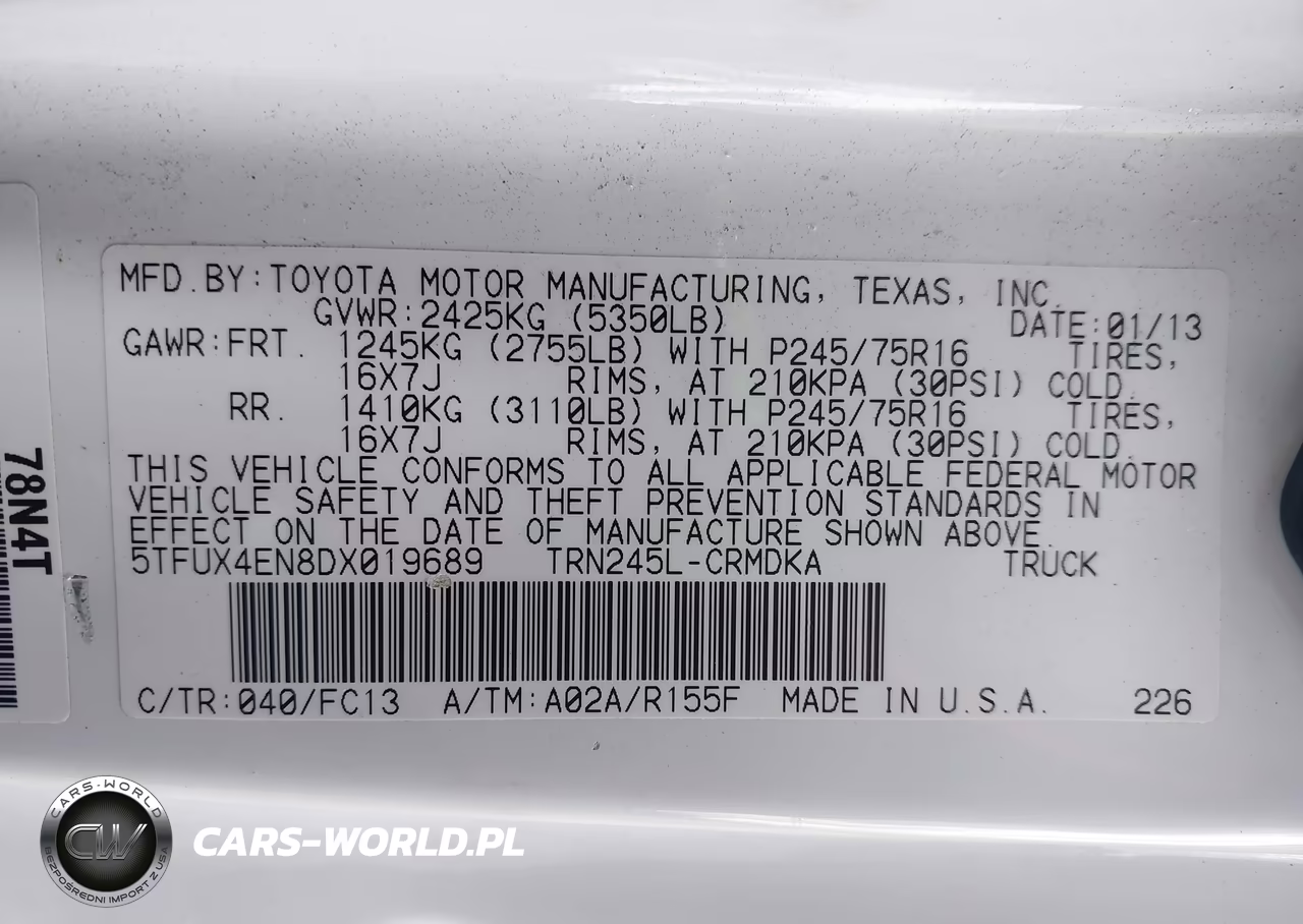 2013 Toyota Tacoma VIN:5TFUX4EN8DX019689 - 9