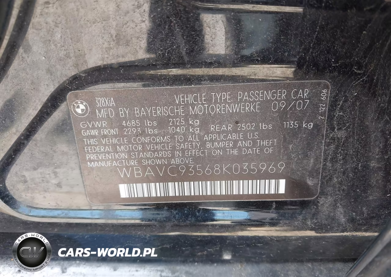 2008 BMW 328Xi VIN:WBAVC93568K035969 - 9