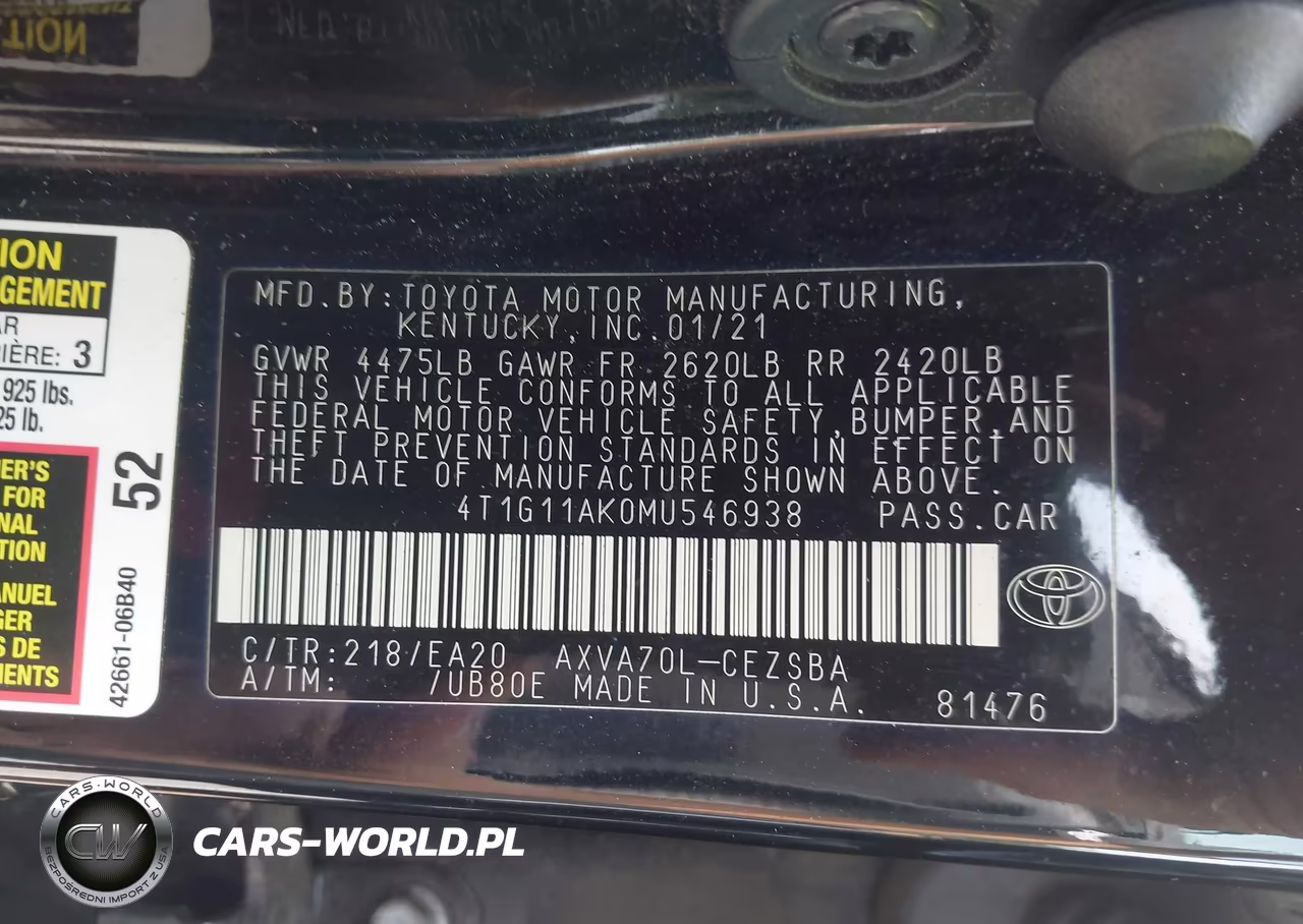 2021 Toyota Camry Se VIN:4T1G11AK0MU546938 - 9