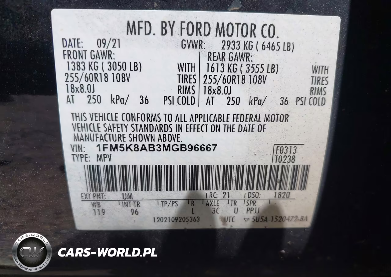 2021 Ford Police Interceptor Utility VIN:1FM5K8AB3MGB96667 - 9