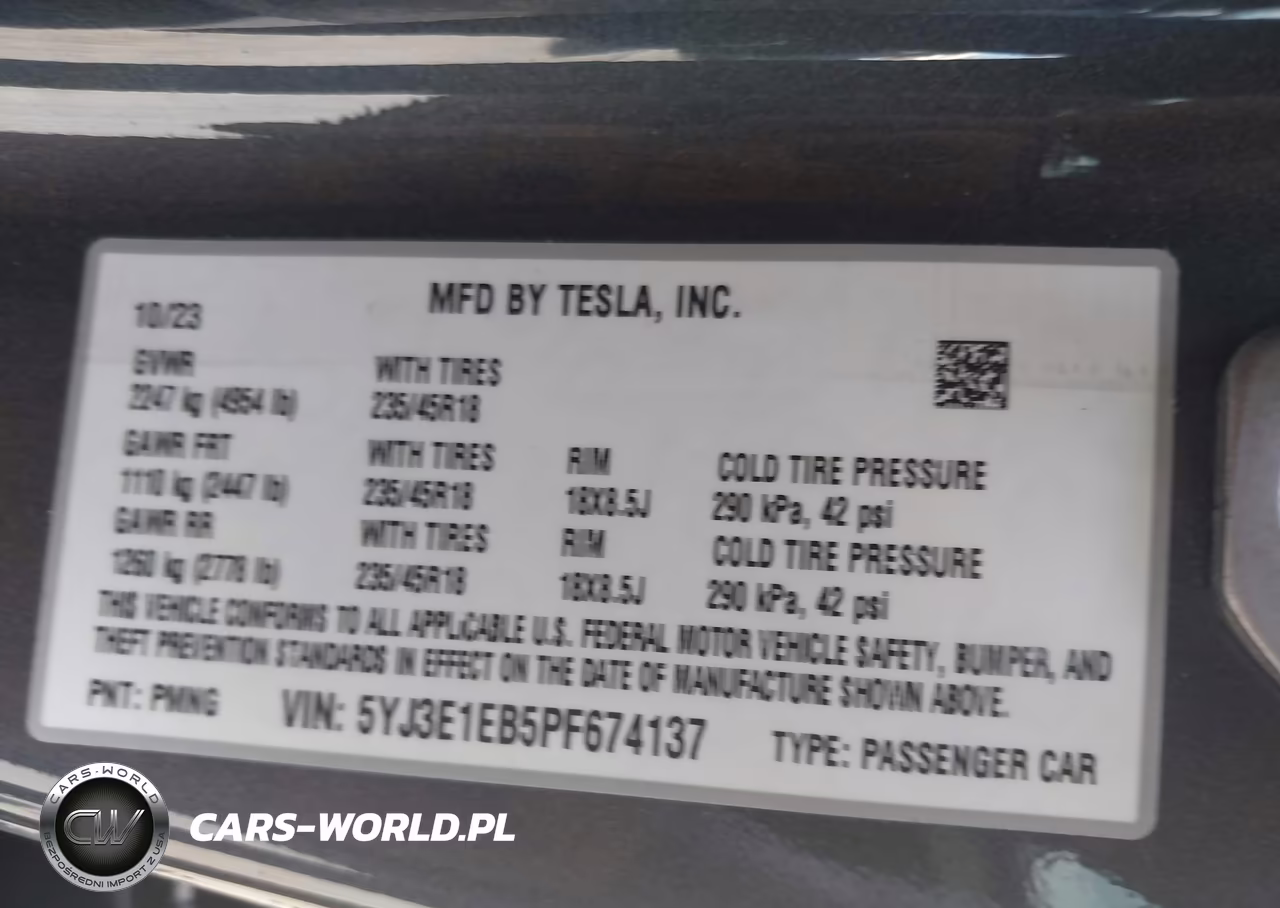 2023 Tesla Model 3 Long Range Dual Motor All-Wheel Drive VIN:5YJ3E1EB5PF674137 - 9