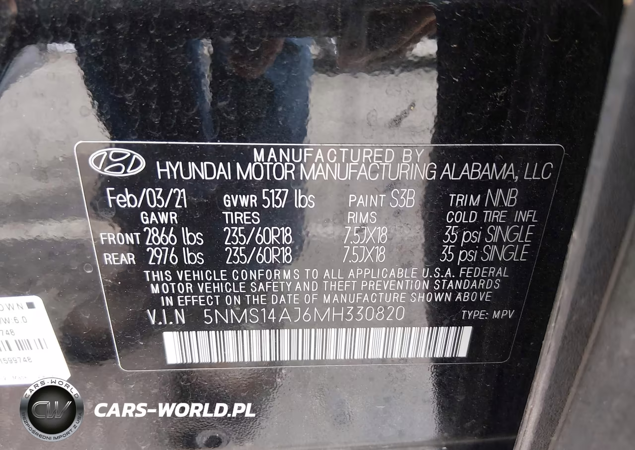 2021 Hyundai Santa Fe Se VIN:5NMS14AJ6MH330820 - 9