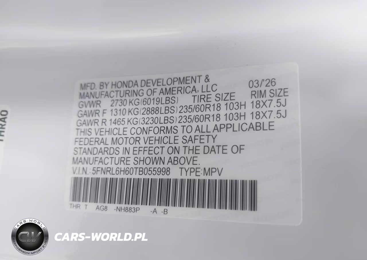 2026 Honda Odyssey Ex-L VIN:5FNRL6H60TB055998 - 9