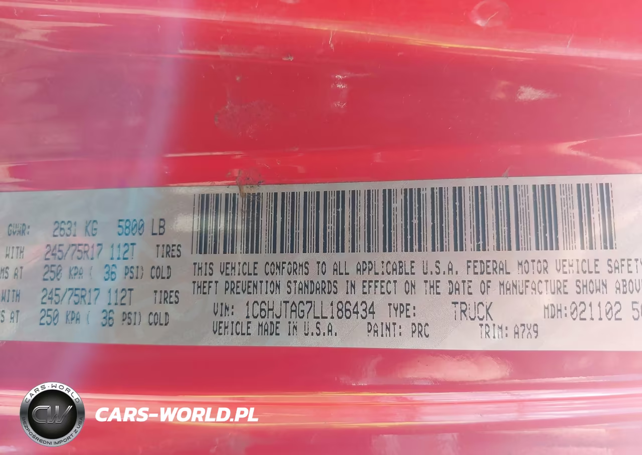 2020 Jeep Gladiator Sport S 4X4 VIN:1C6HJTAG7LL186434 - 9