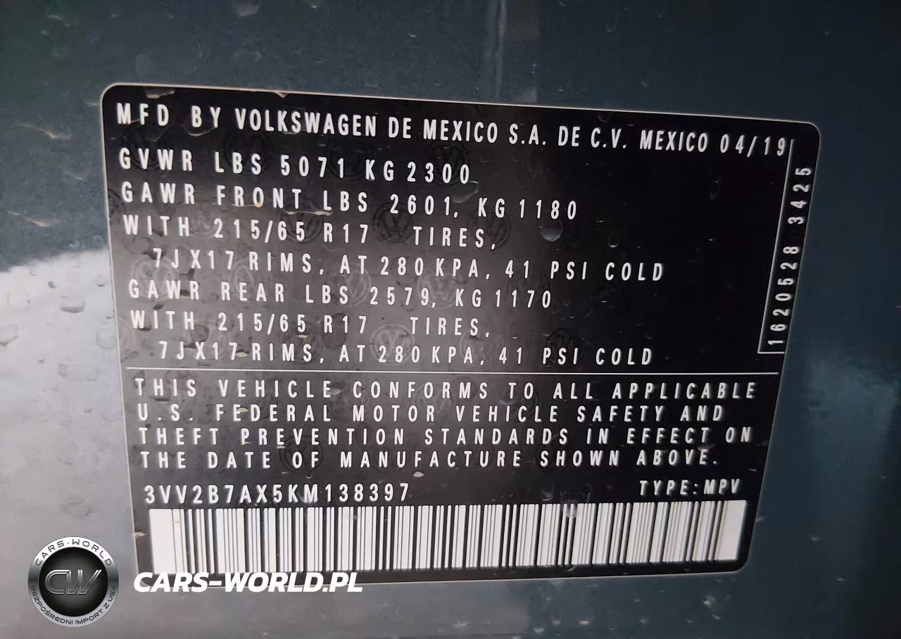 2019 Volkswagen Tiguan VIN:3VV2B7AX5KM138397 - 9