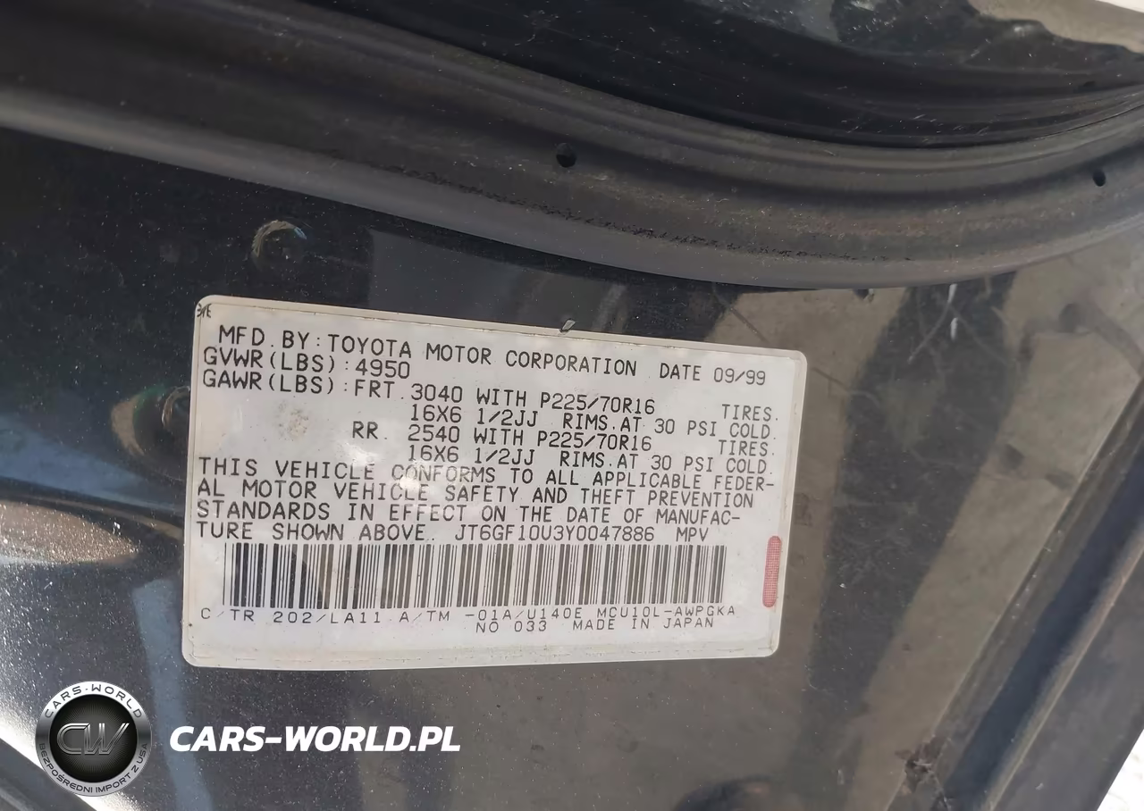 2000 Lexus Rx 300 VIN:JT6GF10U3Y0047886 - 9