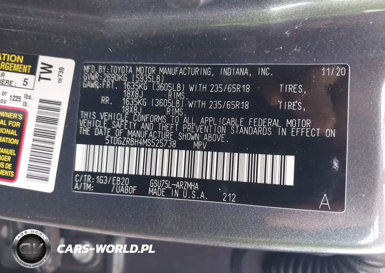 2021 Toyota Highlander Xle VIN:5TDGZRBH4MS525738 - 9