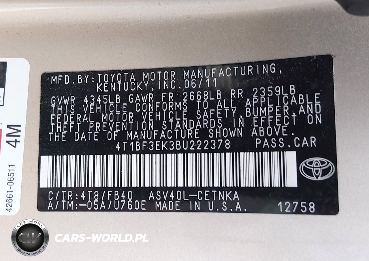 2011 Toyota Camry Le VIN:4T1BF3EK3BU222378 - 9