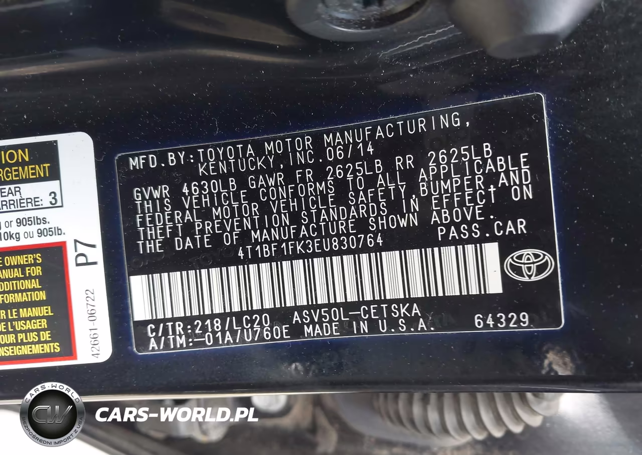 2014 Toyota Camry Se VIN:4T1BF1FK3EU830764 - 9
