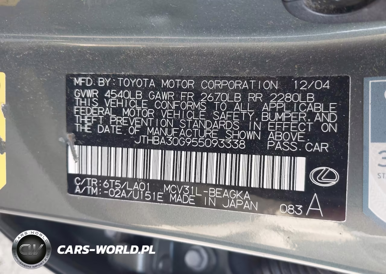2005 Lexus Es 330 VIN:JTHBA30G955093338 - 9