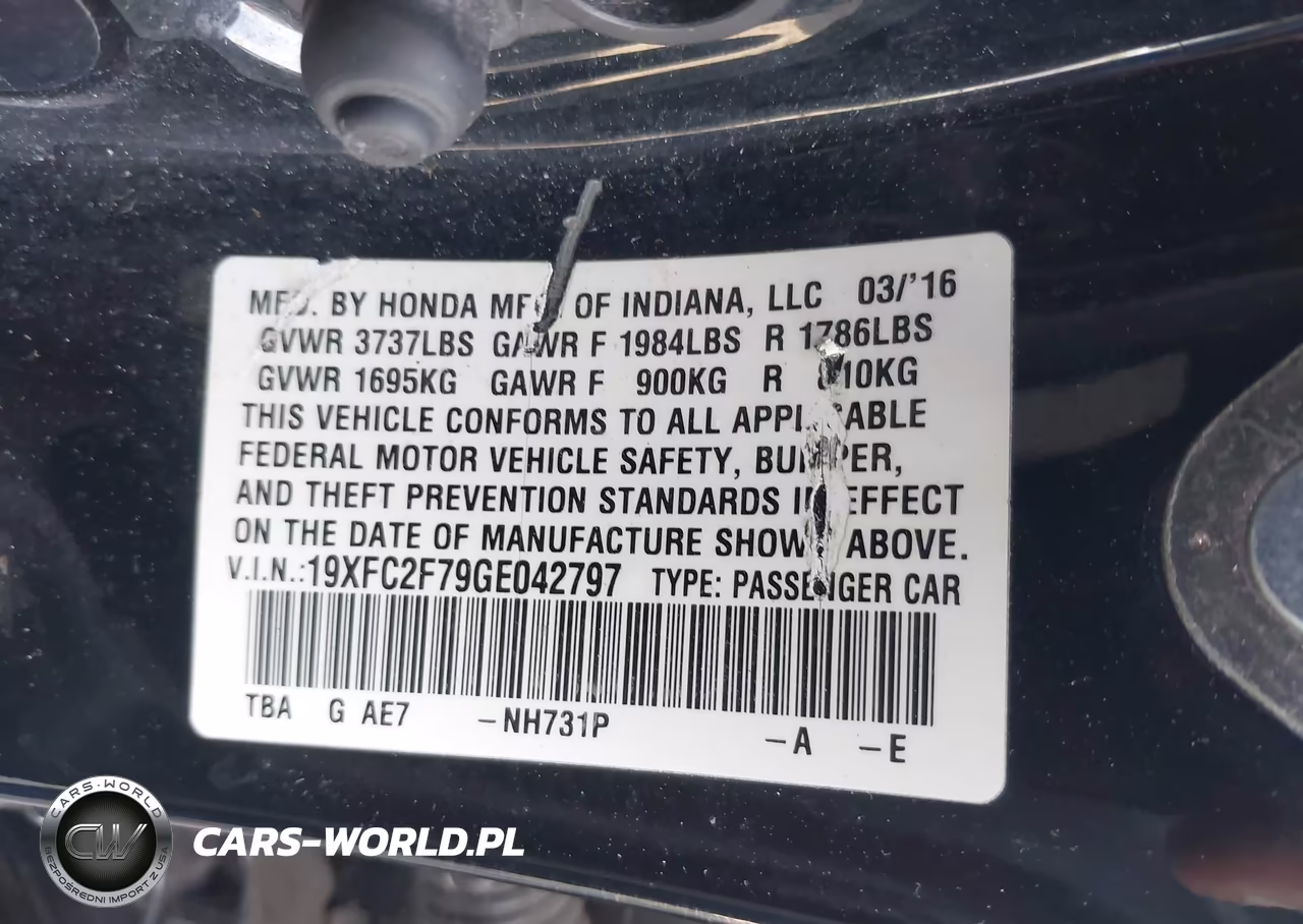 2016 Honda Civic Ex VIN:19XFC2F79GE042797 - 9
