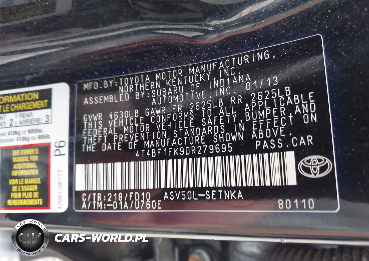 2013 Toyota Camry Le VIN:4T4BF1FK9DR279695 - 9