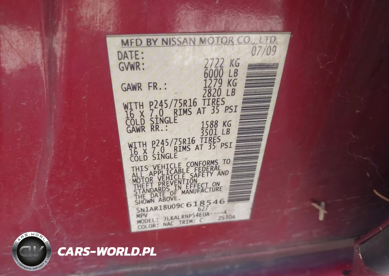 2009 Nissan Pathfinder S VIN:5N1AR18U09C618546 - 9
