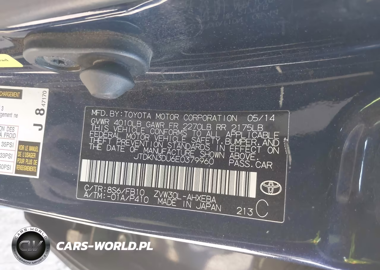 2014 Toyota Prius Two VIN:JTDKN3DU6E0379960 - 9