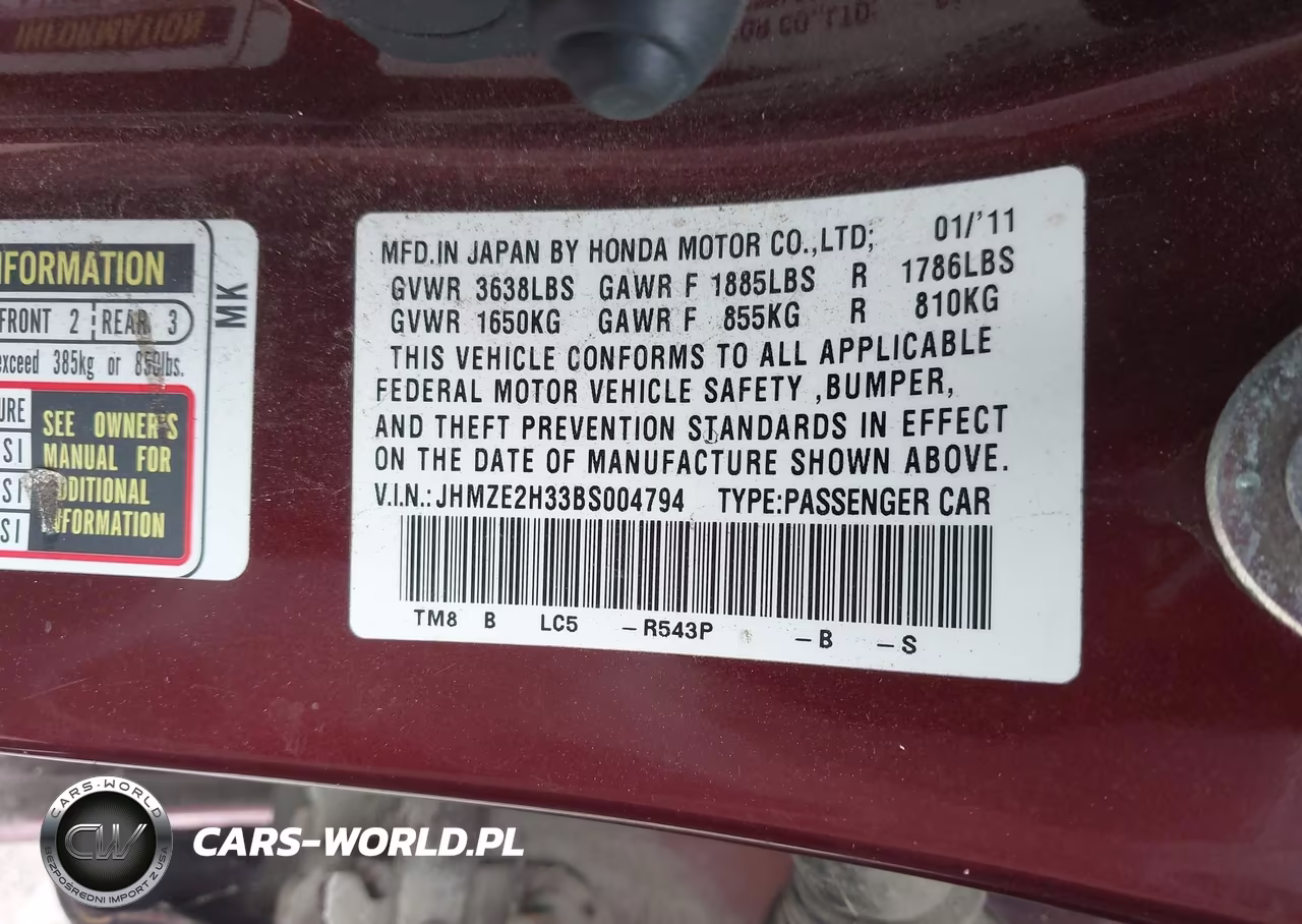 2011 Honda Insight VIN:JHMZE2H33BS004794 - 9