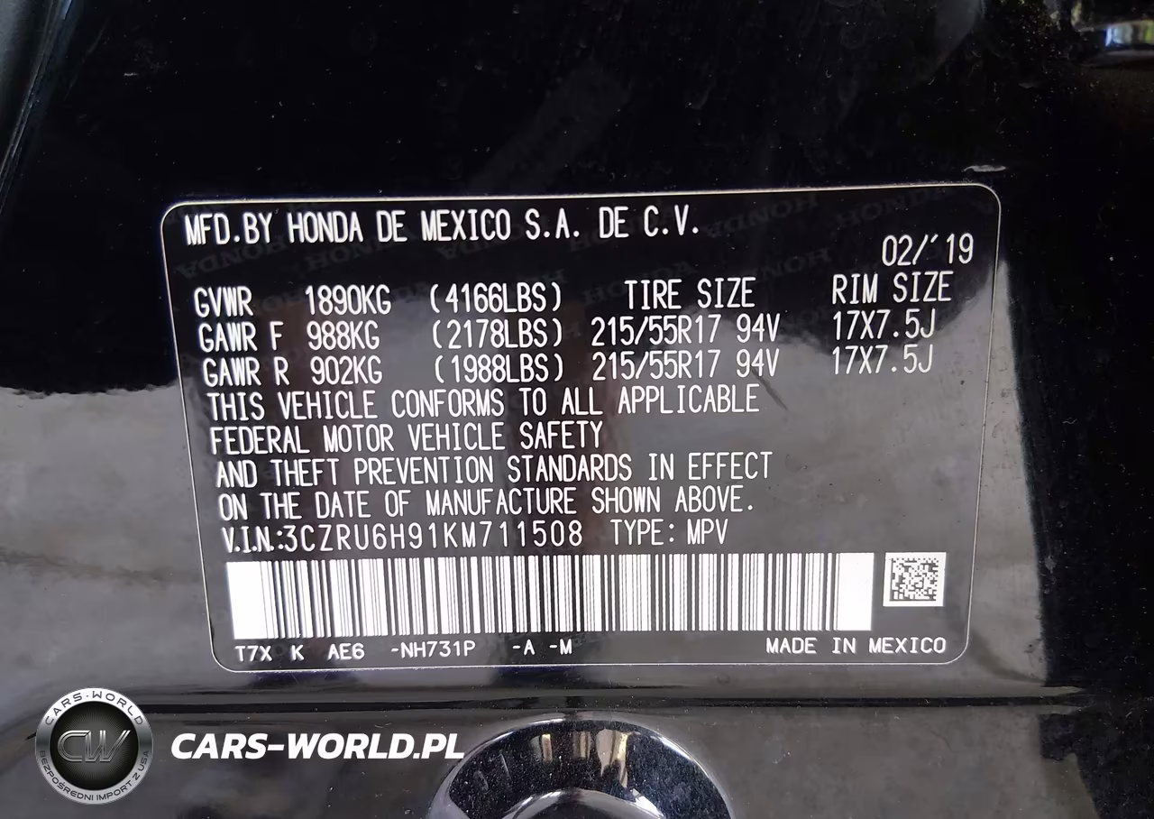 2019 Honda Hr-V Touring VIN:3CZRU6H91KM711508 - 9
