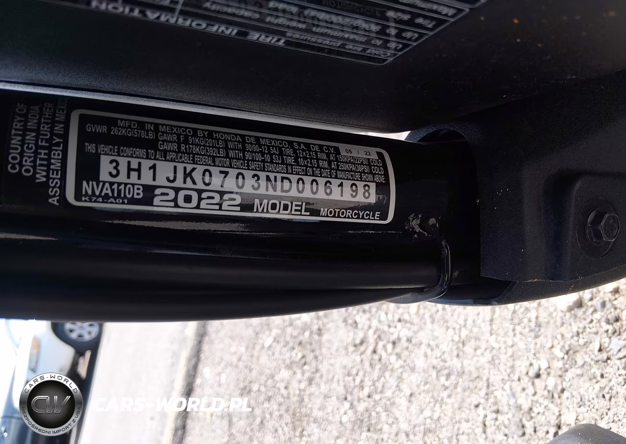 2022 Honda Nva110 B VIN:3H1JK0703ND006198 - 10