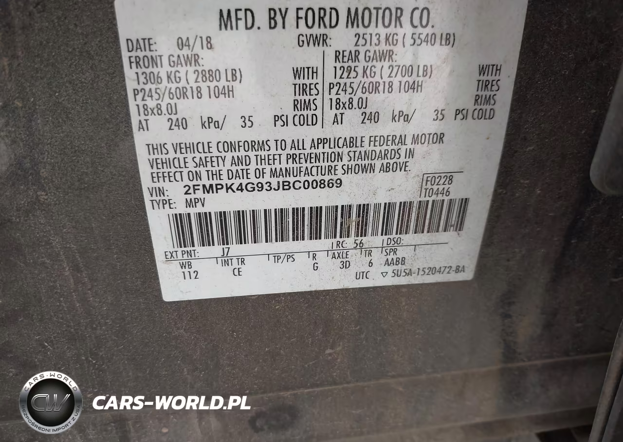 2018 Ford Edge Se VIN:2FMPK4G93JBC00869 - 9