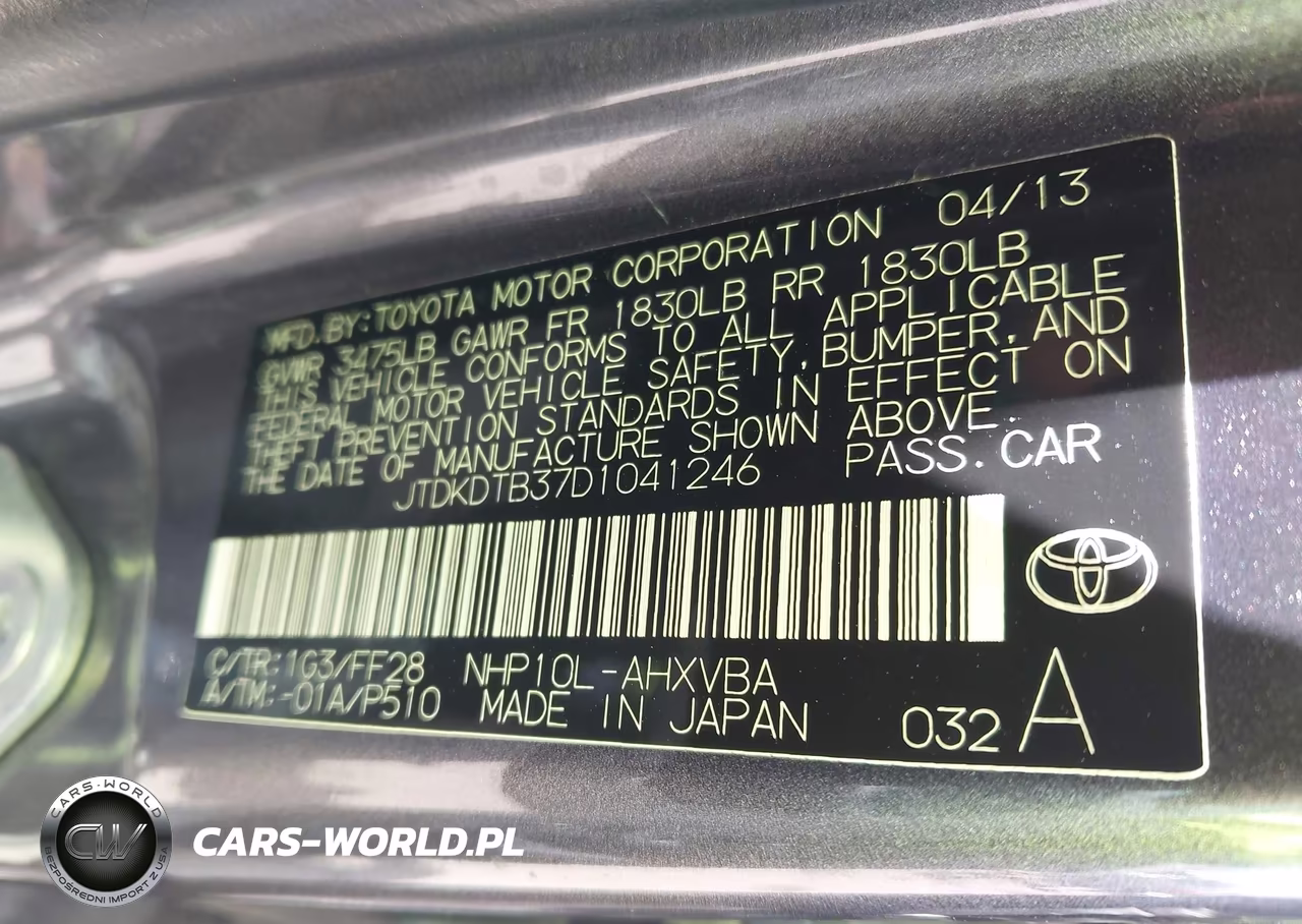 TOYOTA PRIUS C VIN:JTDKDTB37D1041246 - 9