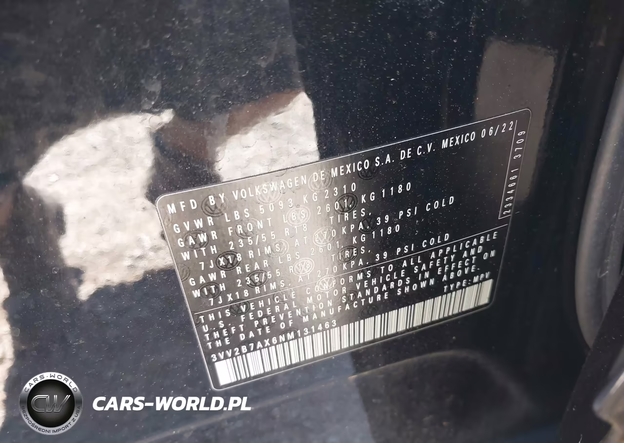 2022 Volkswagen Tiguan 2.0T Se VIN:3VV2B7AX6NM131463 - 9