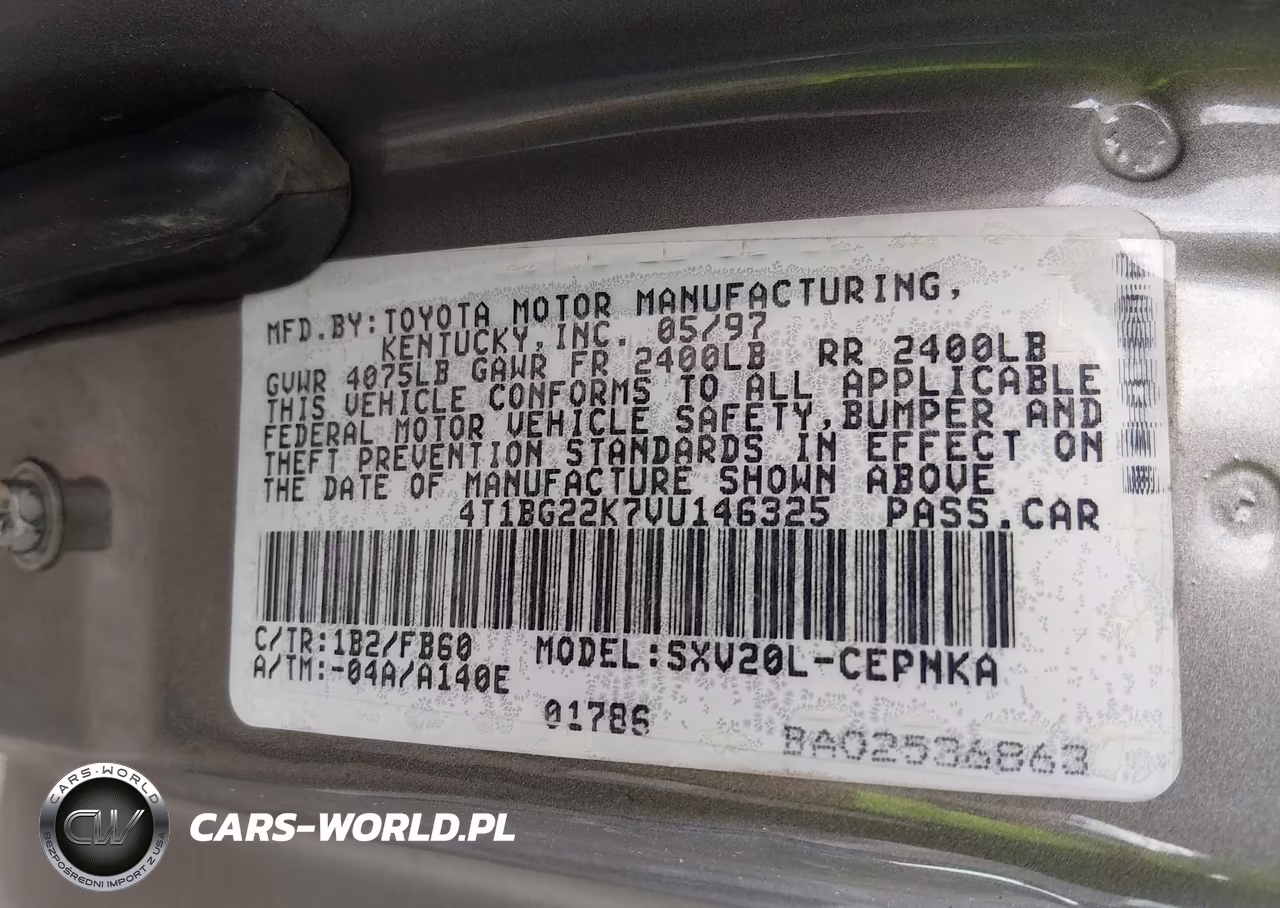 1997 Toyota Camry Le VIN:4T1BG22K7VU146325 - 9