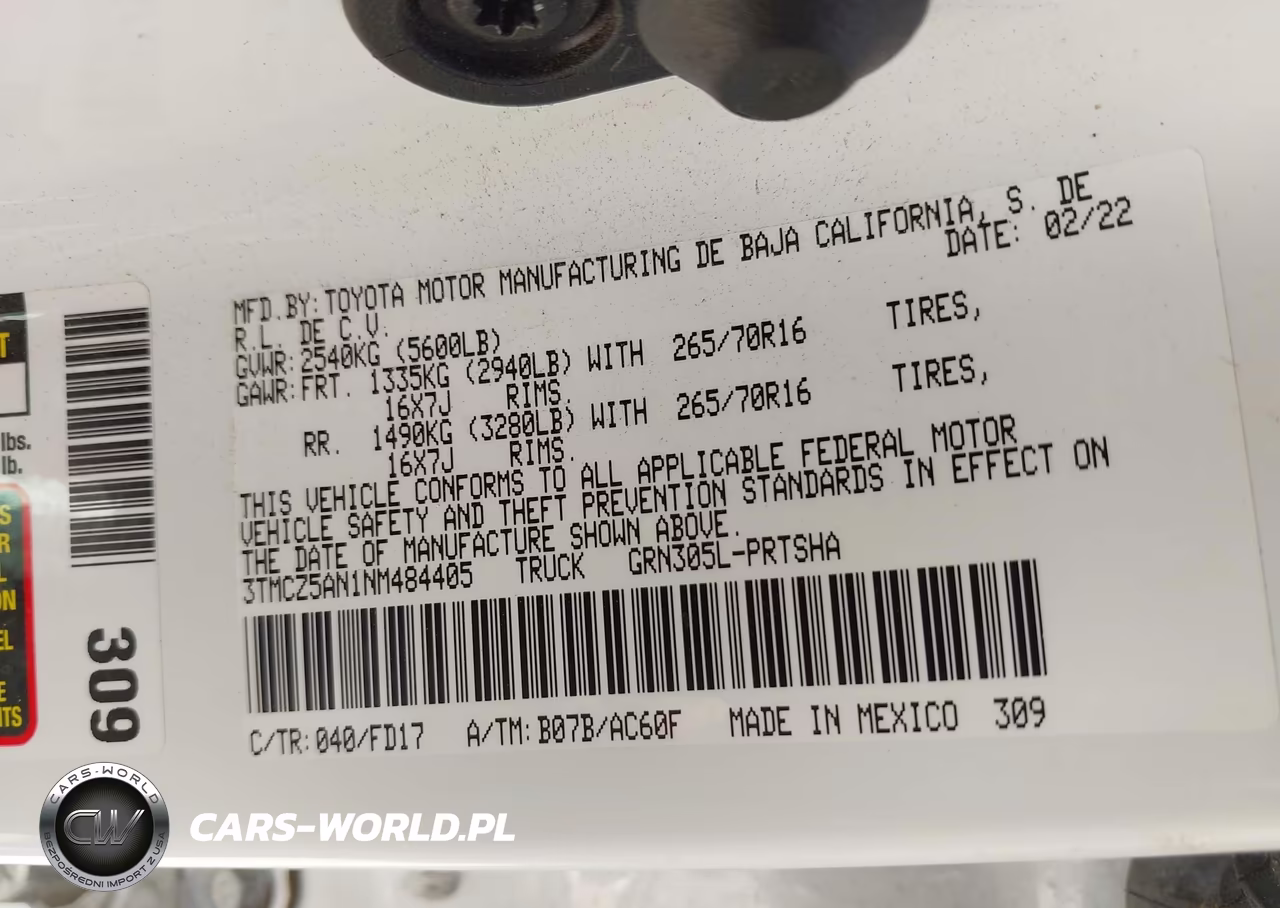2022 Toyota Tacoma Trd Off Road VIN:3TMCZ5AN1NM484405 - 9