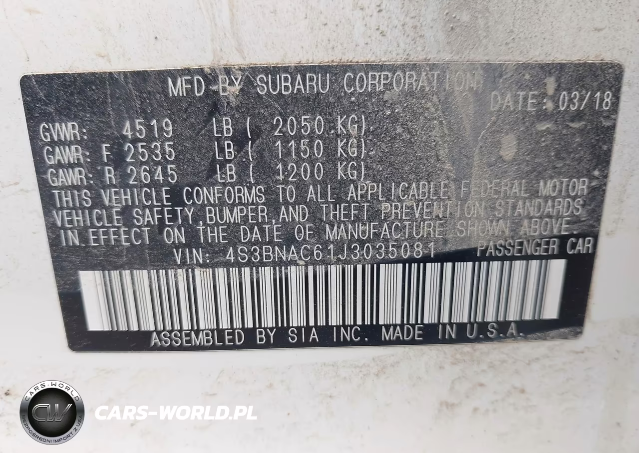 2018 Subaru Legacy 2.5I Premium VIN:4S3BNAC61J3035081 - 9