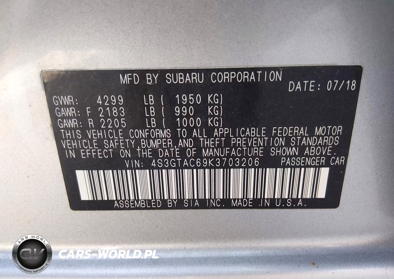 2019 Subaru Impreza 2.0I Premium VIN:4S3GTAC69K3703206 - 9