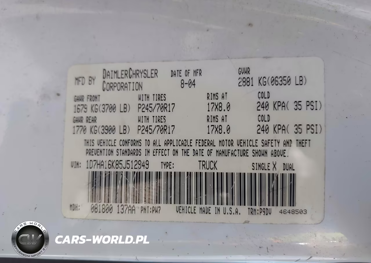2005 Dodge Ram 1500 St VIN:1D7HA16K85J512949 - 9