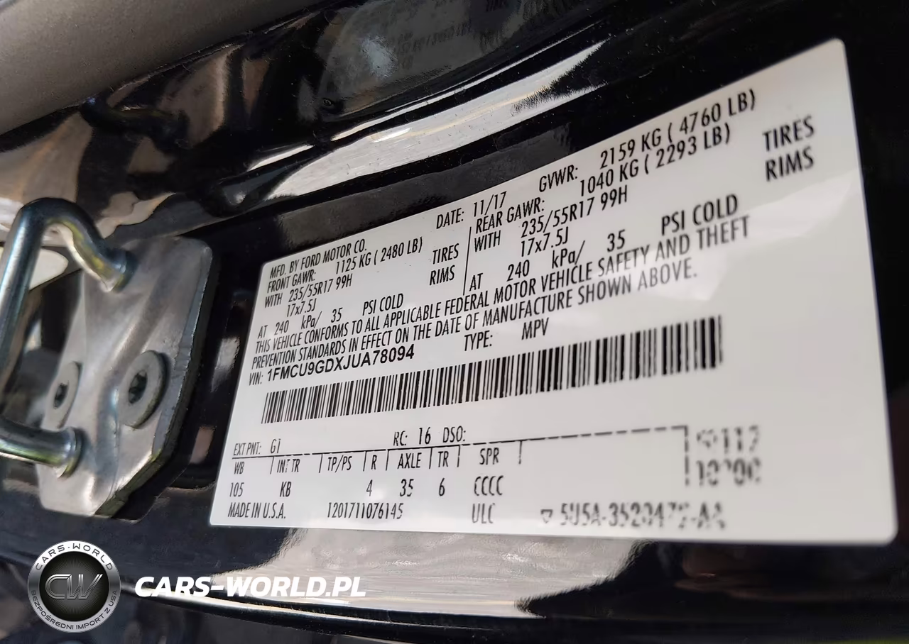 2018 Ford Escape Se VIN:1FMCU9GDXJUA78094 - 9