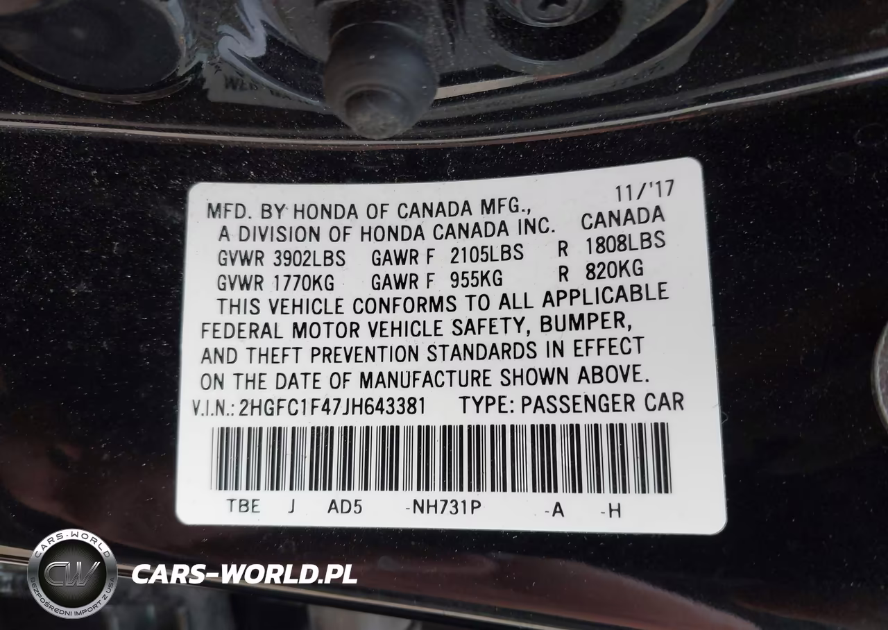 2018 Honda Civic Ex-T VIN:2HGFC1F47JH643381 - 9