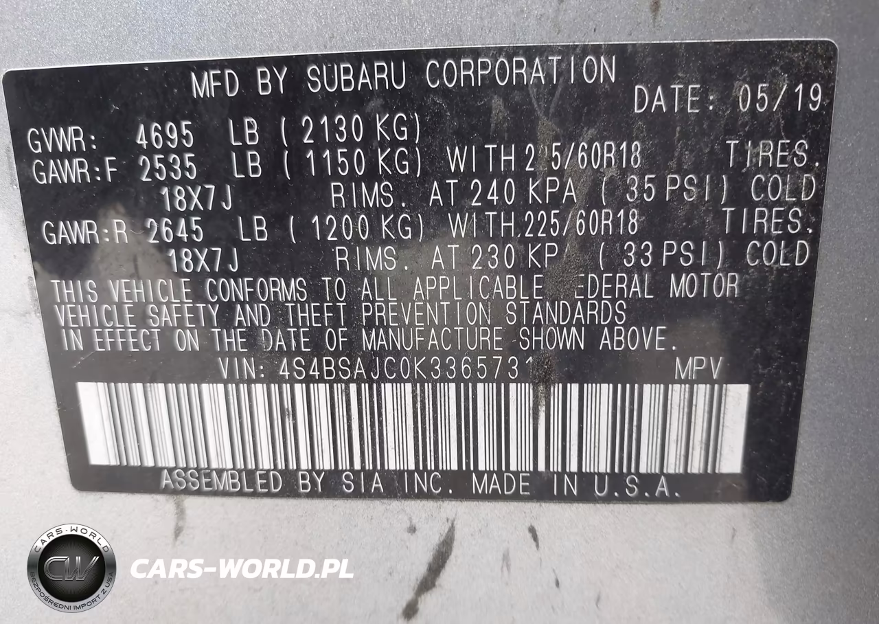 2019 Subaru Outback 2.5I Limited VIN:4S4BSAJC0K3365731 - 9