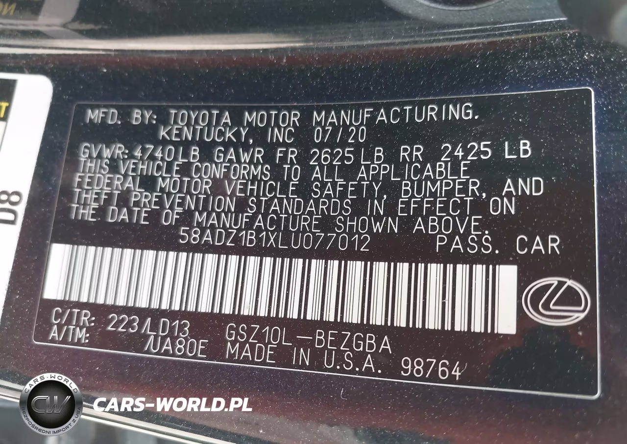 2020 Lexus Es 350 VIN:58ADZ1B1XLU077012 - 9