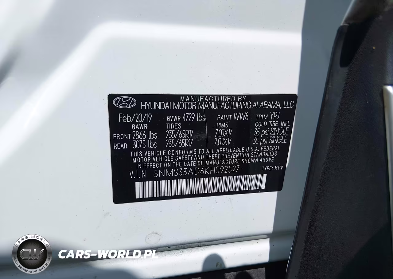 2019 Hyundai Santa Fe Sel VIN:5NMS33AD6KH092527 - 9