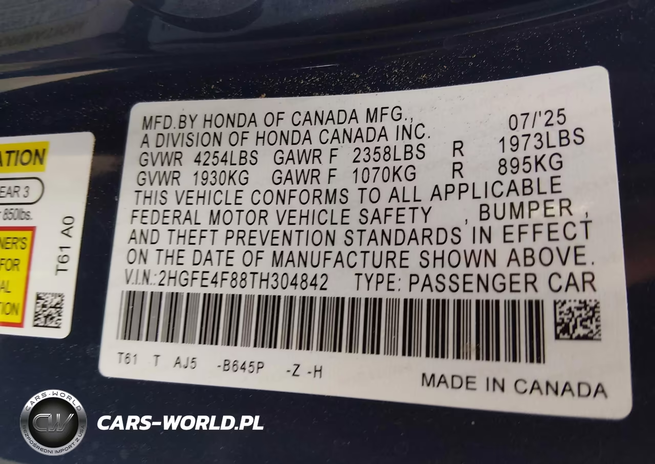 2026 Honda Civic Hybrid Sport-Sport Touring VIN:2HGFE4F88TH304842 - 9