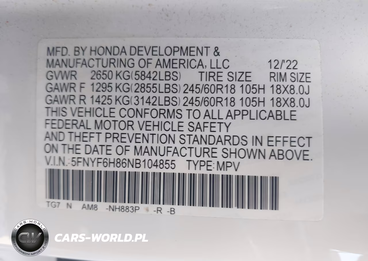 2022 Honda Pilot Awd Trailsport VIN:5FNYF6H86NB104855 - 9