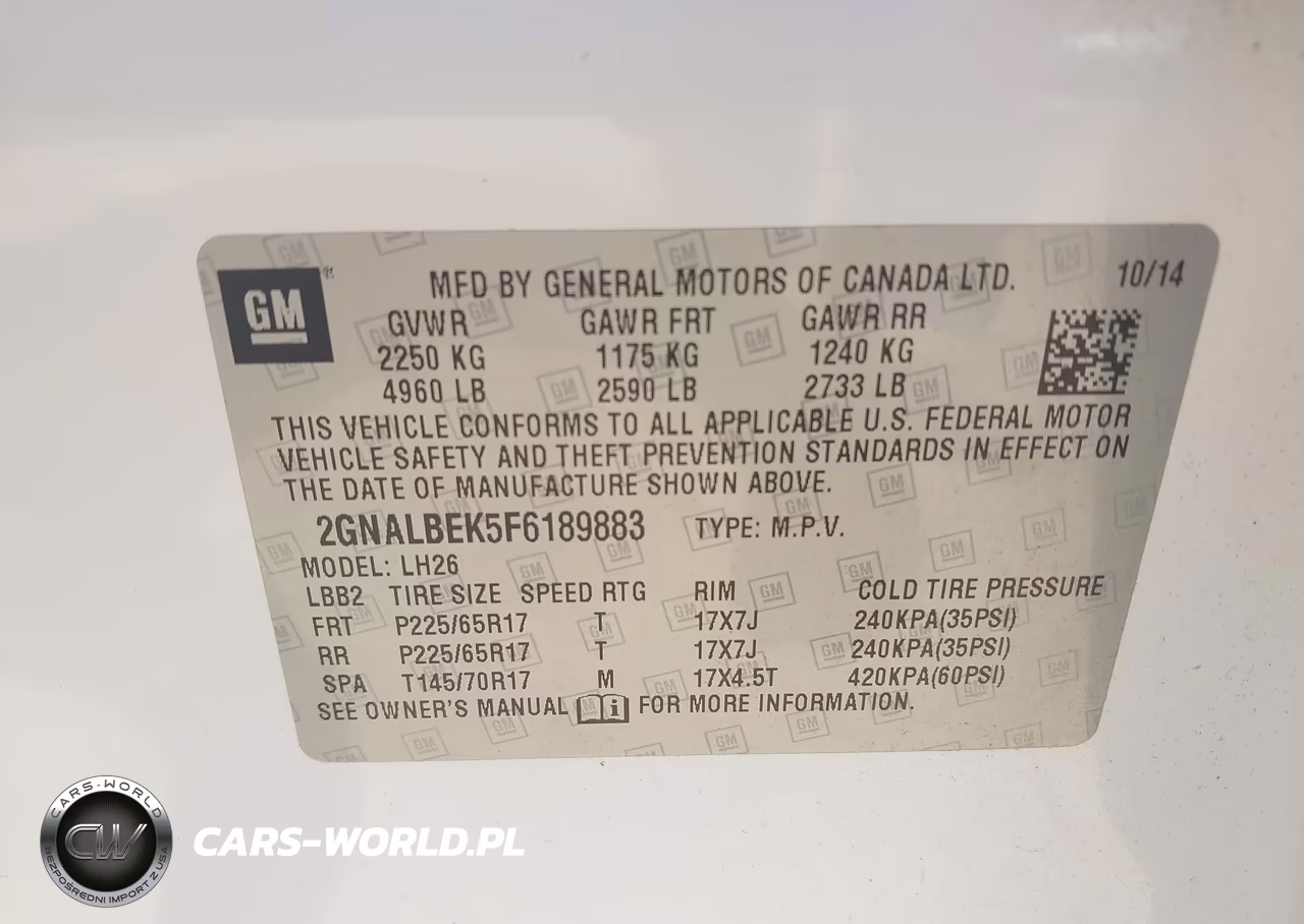 2015 Chevrolet Equinox 1Lt VIN:2GNALBEK5F6189883 - 9
