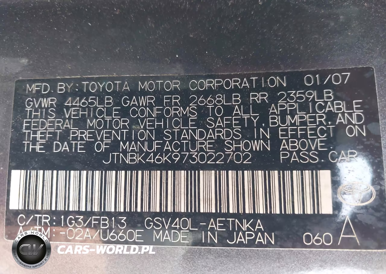2007 Toyota Camry Le V6 VIN:JTNBK46K973022702 - 9