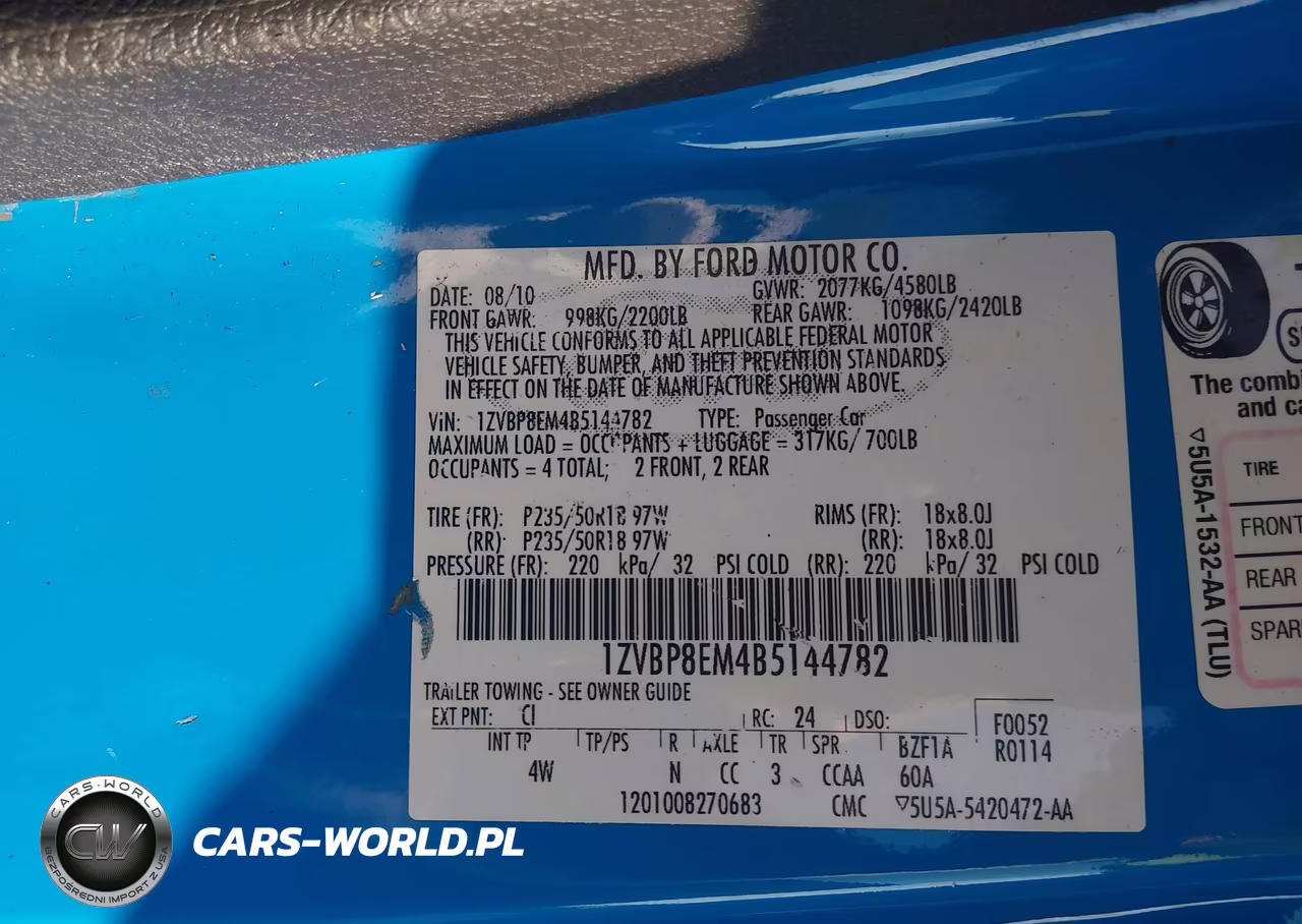 2011 Ford Mustang V6 Premium VIN:1ZVBP8EM4B5144782 - 7