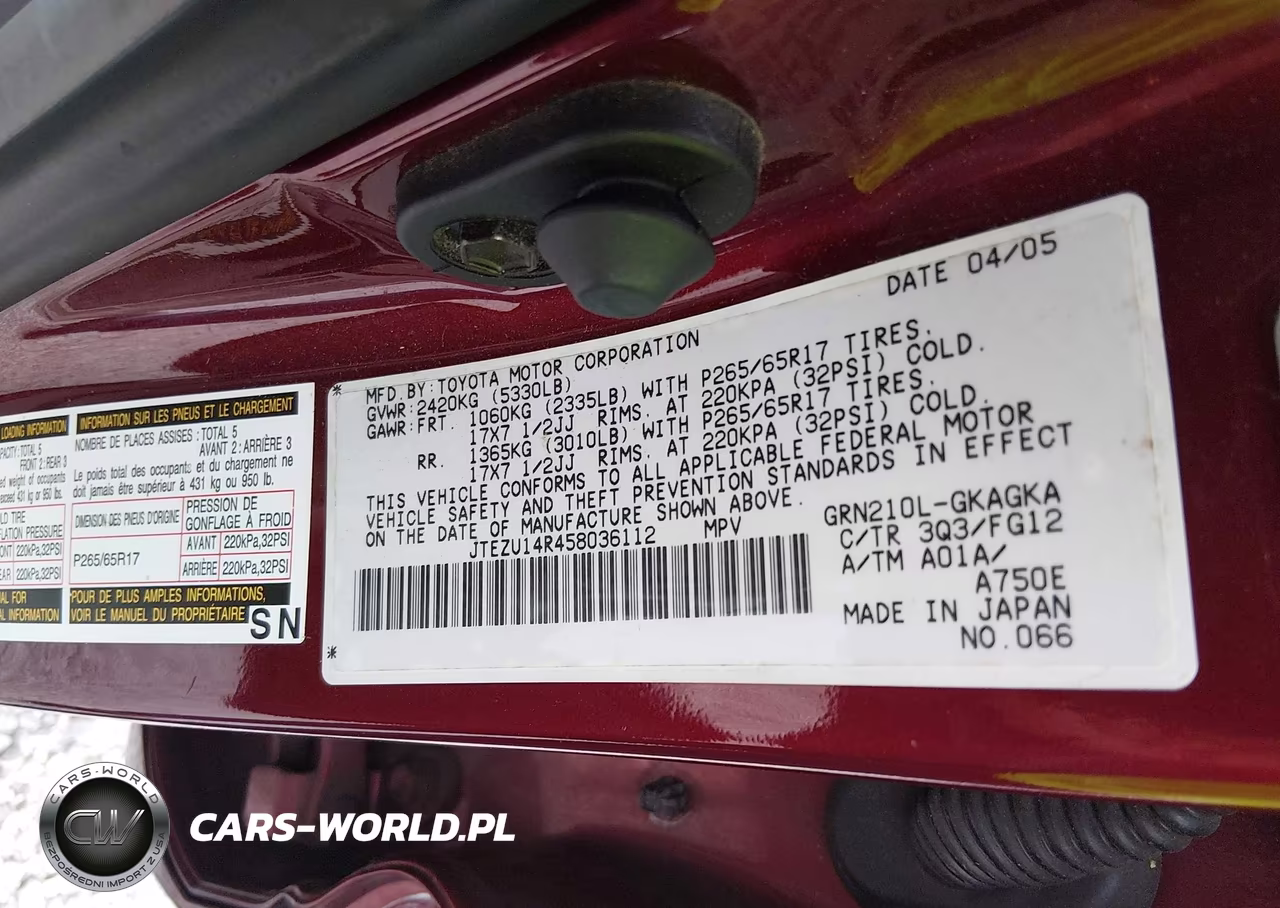 2005 Toyota 4Runner Sr5 V6 VIN:JTEZU14R458036112 - 9